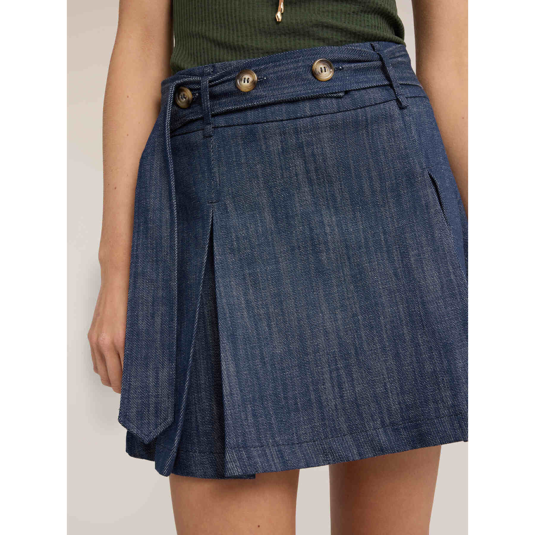 Motivi - Minifalda con pliegues y botones - Azul