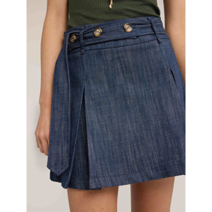 Motivi - Minifalda con pliegues y botones - Azul