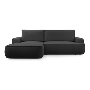 Nessino - canapé d'angle gauche 4 places - convertible avec coffre - en tissu texturé - Noir