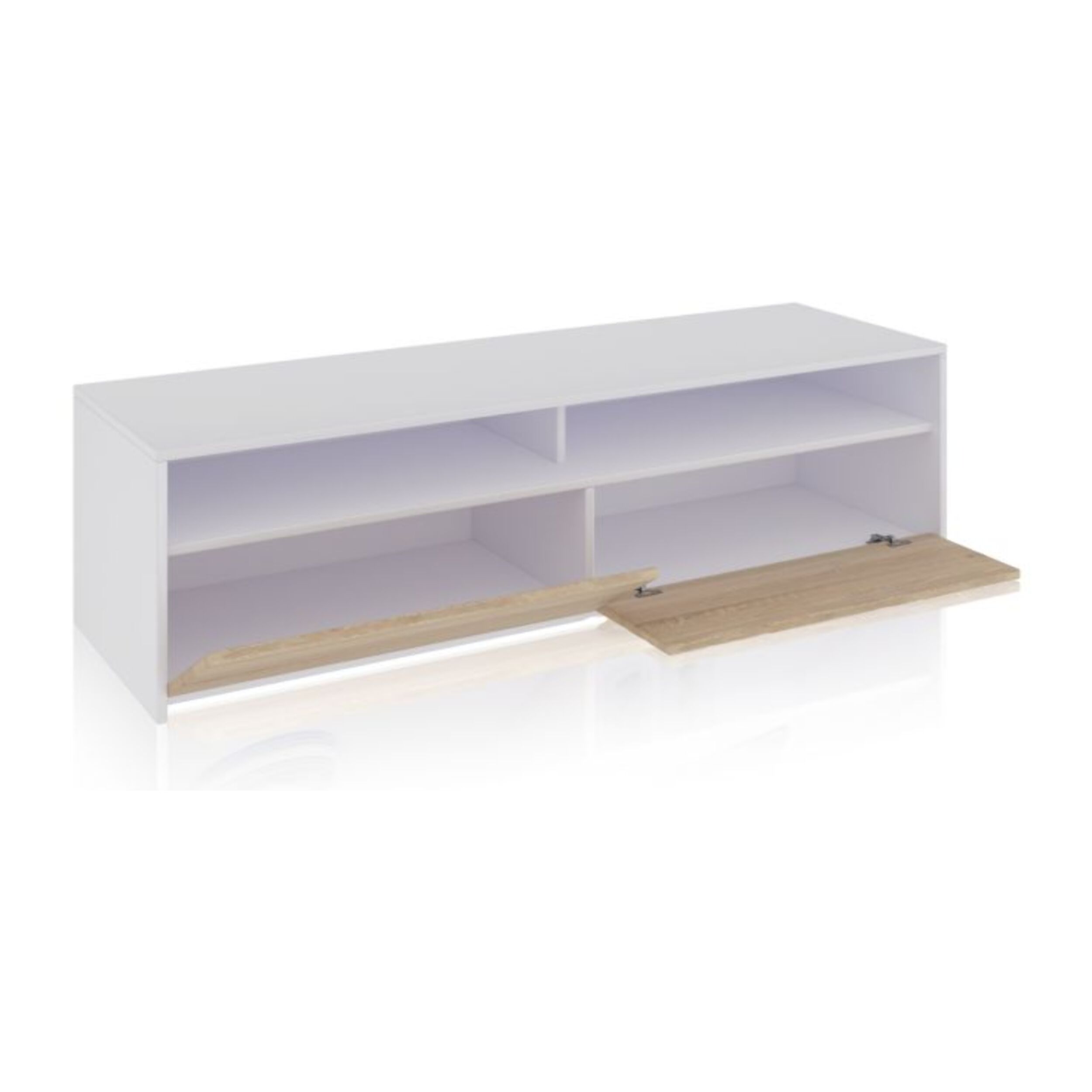 Mueble TV Elba 2 puertas Blanco Artik (Blanco Mate) - Roble Canadian