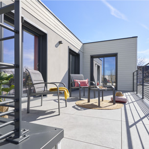 Salon de jardin duo "Elyn" anthracite & graphite 2 places en aluminium