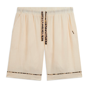 Pantaloni corti wide leg in tessuto crinkle