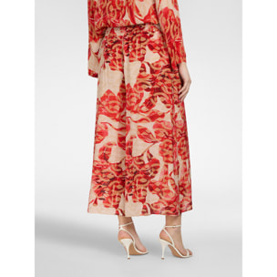 Elena Mirò - Pantalones palazzo estampados - Rojo