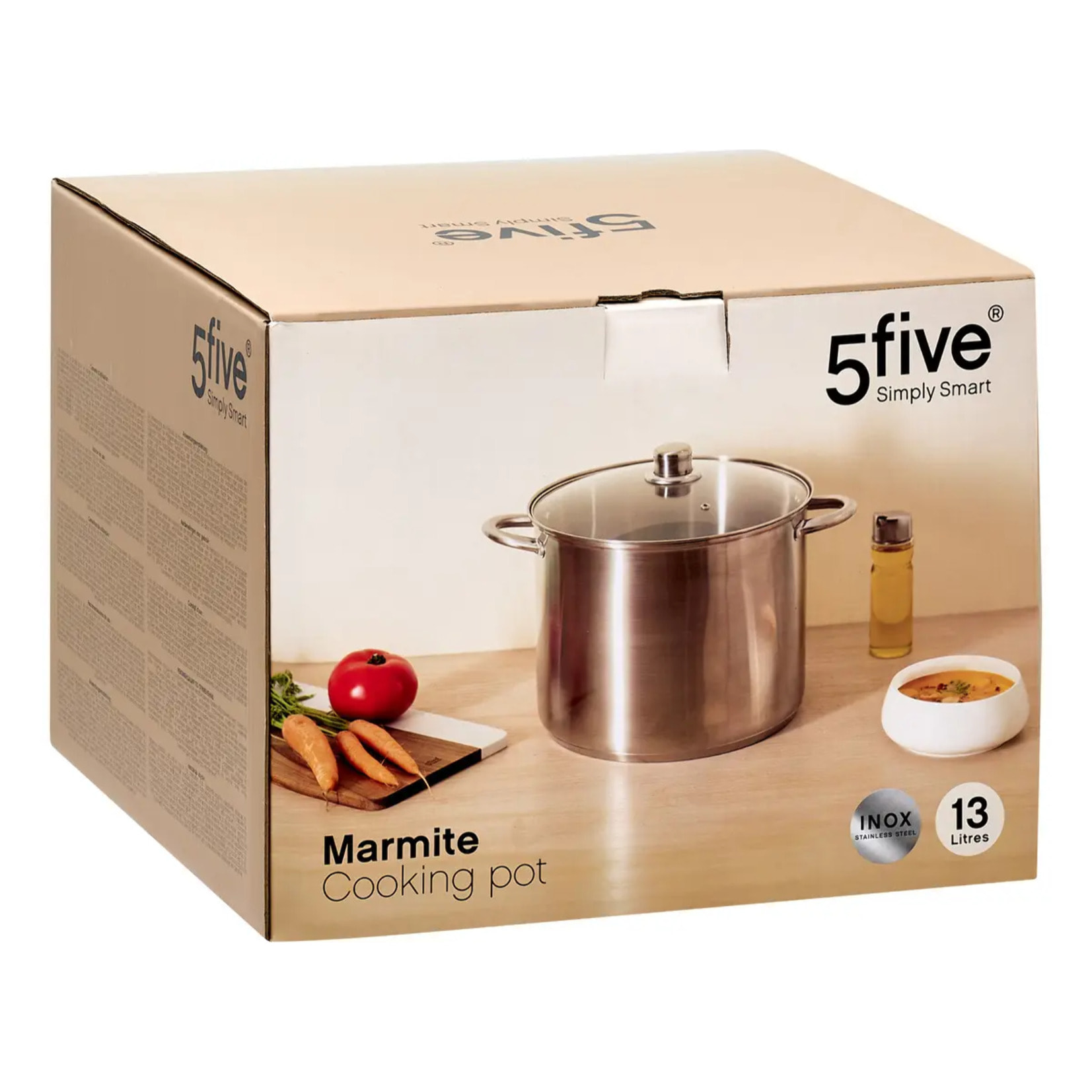 Marmite avec couvercle en inox 13L