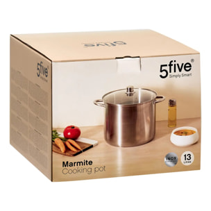 Marmite avec couvercle en inox 13L