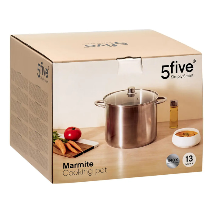Marmite avec couvercle en inox 13L