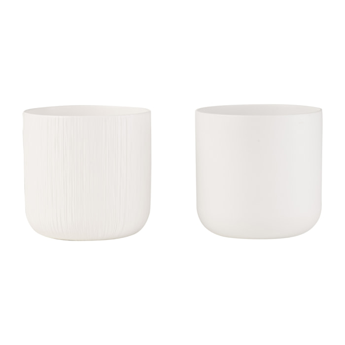 J-Line cache-pot Gen - céramique - blanc - extra large - 2 pièces - Ø 21 cm