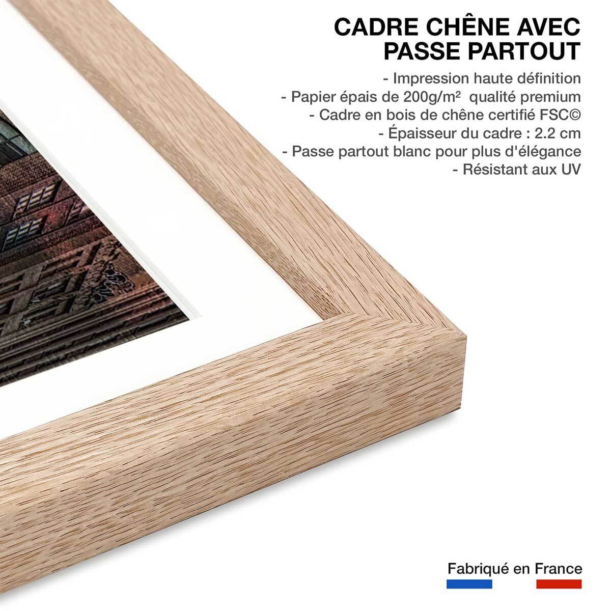 Affiche design Brick Facade Affiche + cadre en bois - Chêne