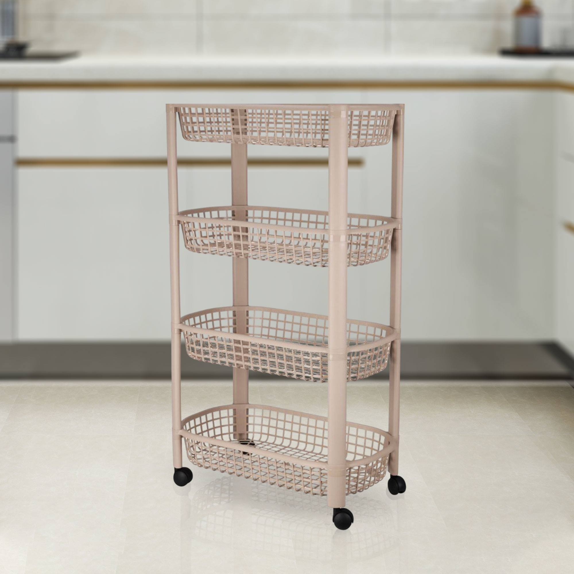 Well home carro de cocina con 4 ruedas color beige