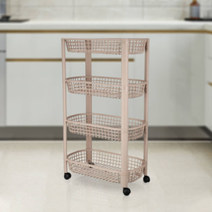 Well home carro de cocina con 4 ruedas color beige