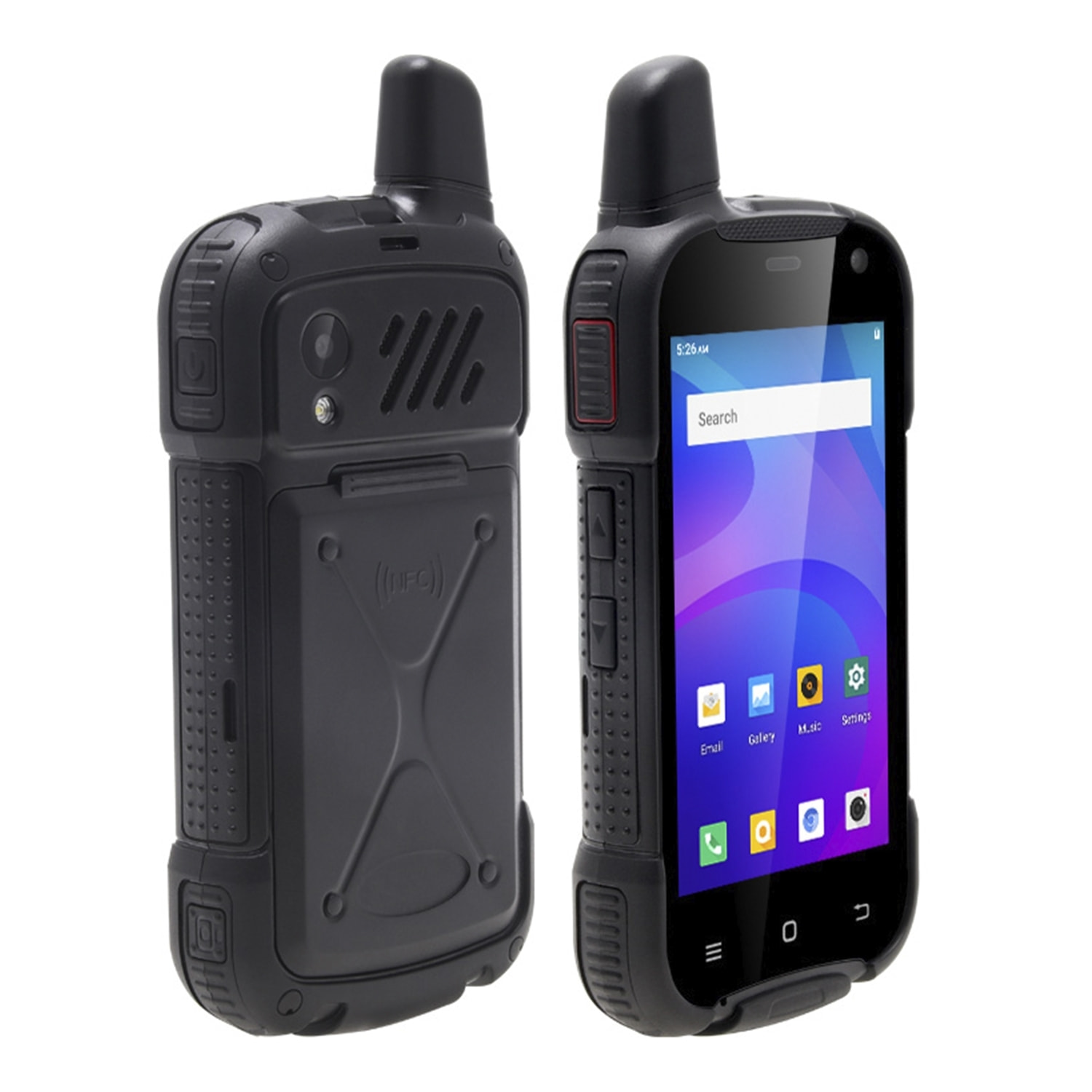 DAM Smartphone robusto  F100 4G, Android 10, 2 GB RAM + 16 GB. schermo da 4''. 8mpx + 5mpx. GPS. Con Zello Walkie Talkie. Altoparlante da 2W. Antenna amplificatrice. 7x2,1x13,5 cm. Colore nero
