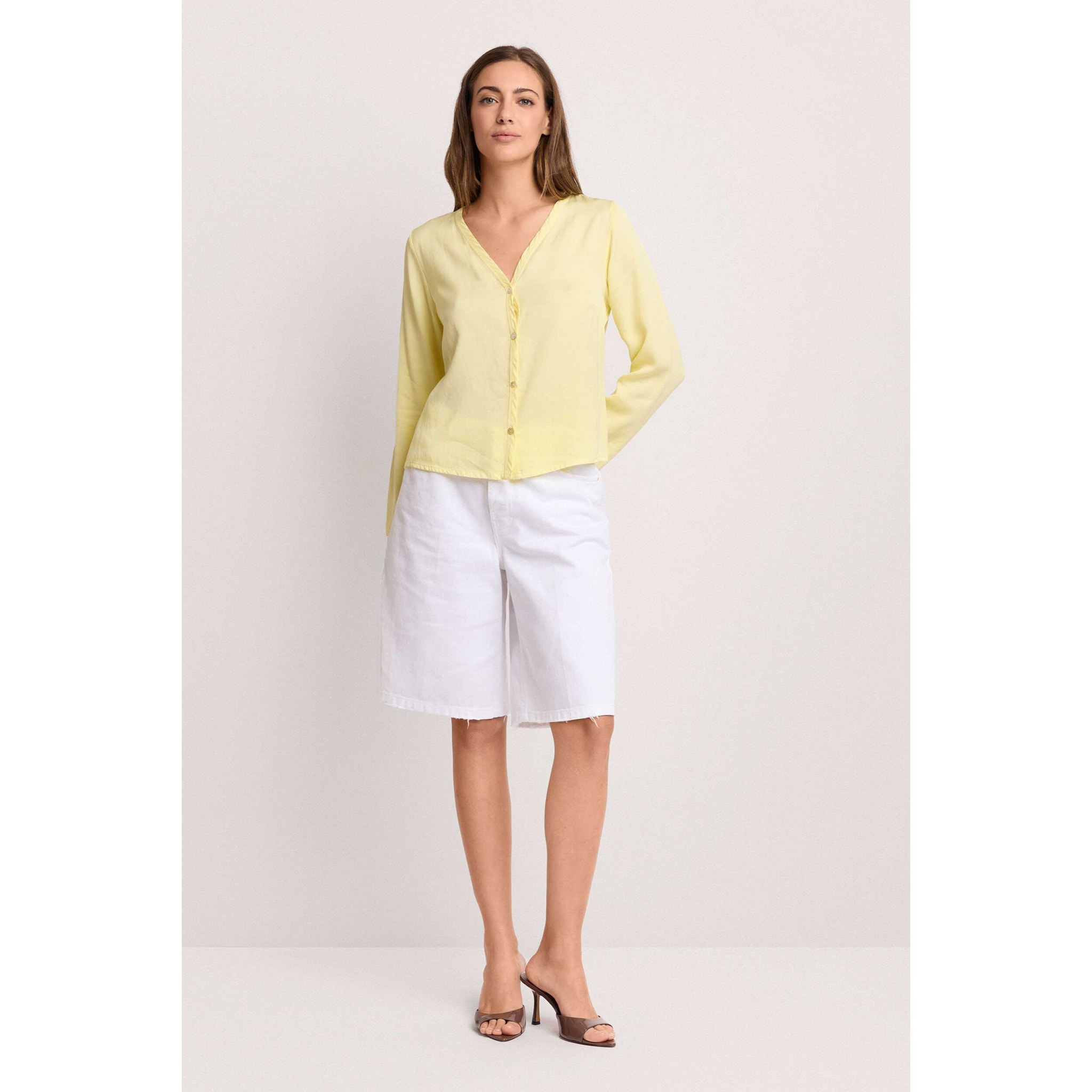 Kocca - Blusa fluida scollo a V Donna, Tinta unita, Scollo a V