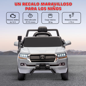 Coche Eléctrico para Niños de +3 Años Toyota LAND CRUISER Coche Eléctrico con Batería 12V Mando a Distancia Faros Bocina Arranque Suave y Música MP3 Gris