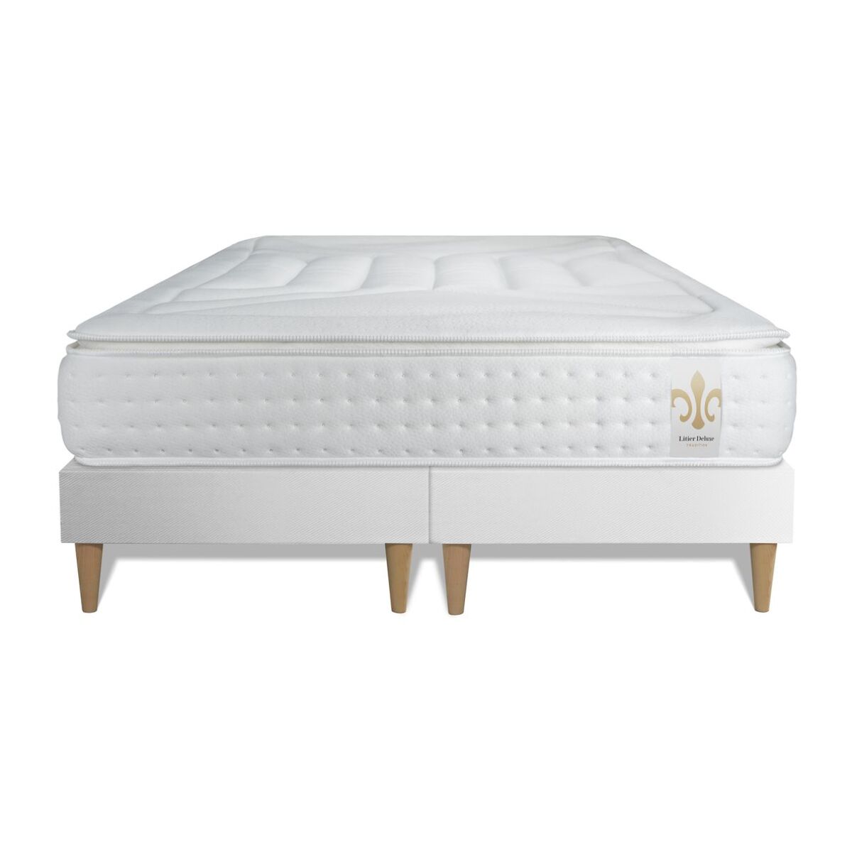 Ensemble Matelas Vingt-Quatre PLUS - 24cm - Ressorts ensachés et mémoire de forme - Confort hôtelier - Sommier Tapissier Blanc