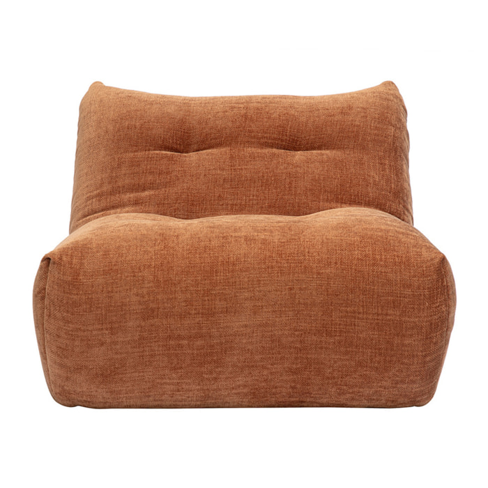 Fauteuil lounge en tissu effet velours texturé terre brûlée BUMPY