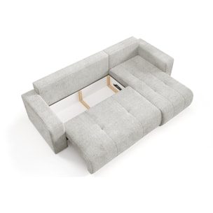 AURORE - Canapé d'angle droit 3 places en tissu texturé gris