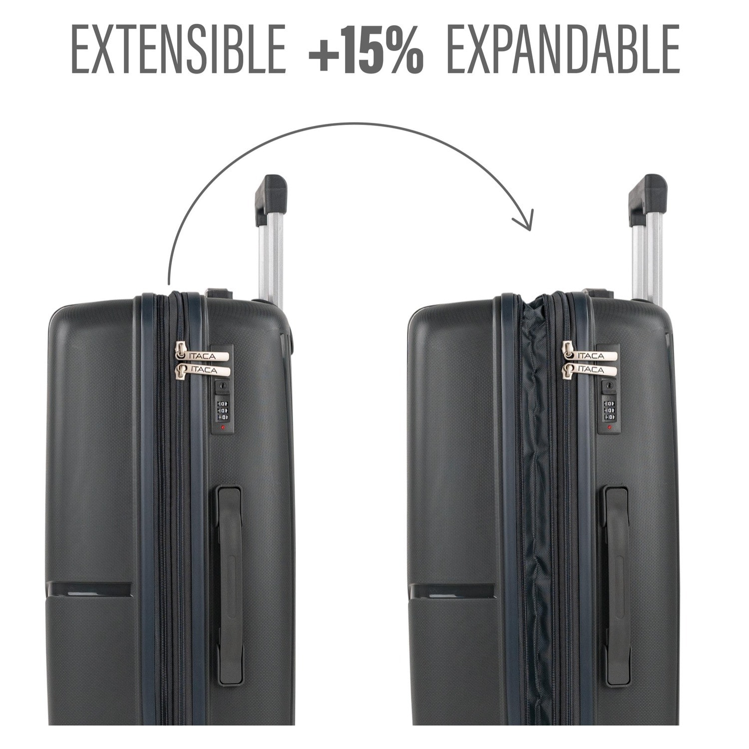 Juego De Maletas Rígidas Pp Itaca 761300 Viaje Pp Itaca Antracita