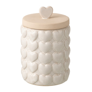 J-Line Pot à Provision Coeurs - grès - écru