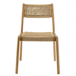 VALERIA - Lot de 2 chaises jardin teck rotin synthétique tressé beige