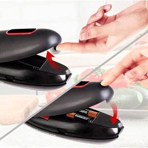 Abrelatas eléctrico automático funcionamiento de un solo botón para un uso rápido y sencillo.