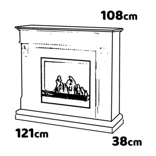 Truman - Camino a bioetanolo da terra effetto marmo 121x38xH108 cm