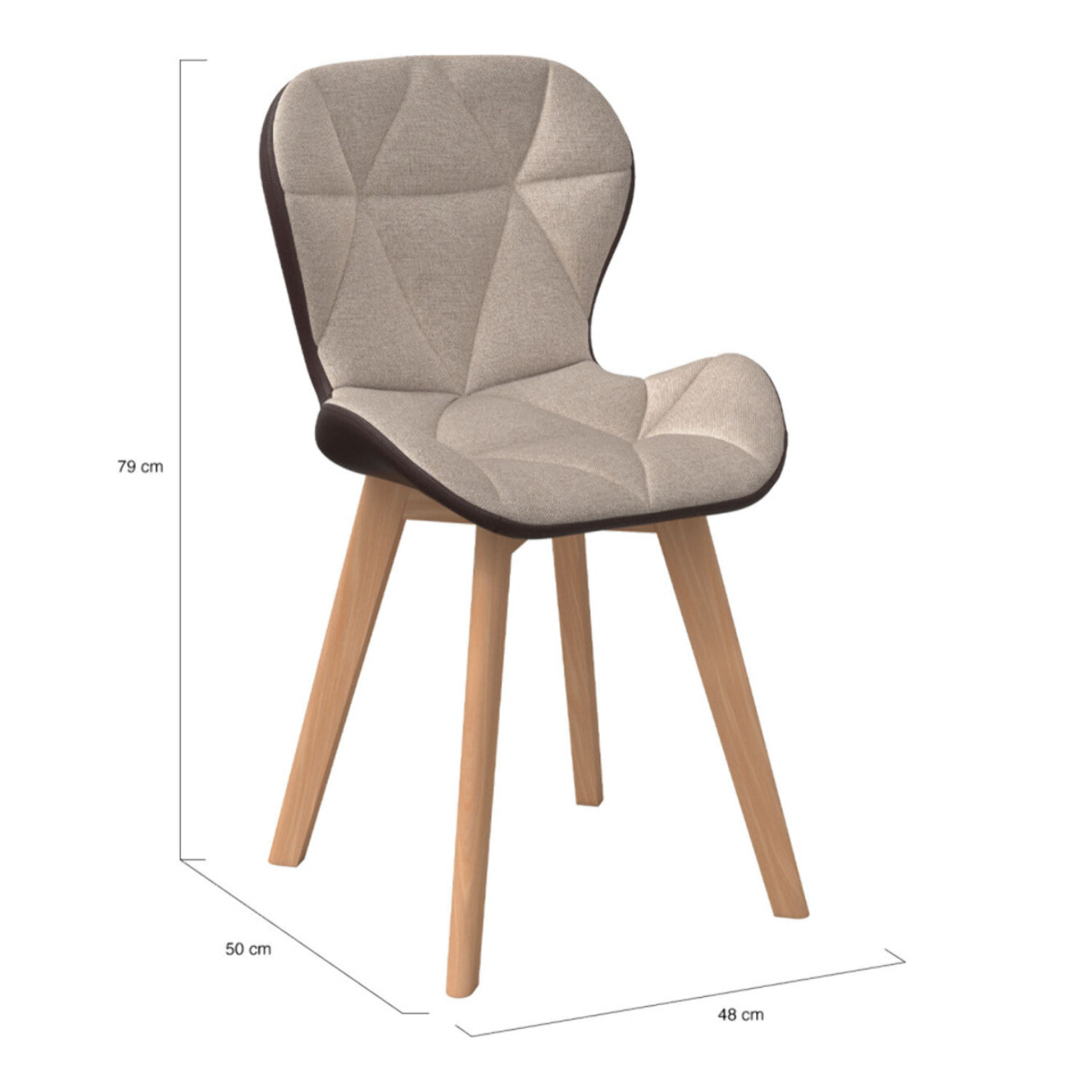 Chaises Gladys en tissu et pieds bois - Taupe /  Marron