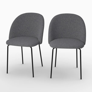 Lot de 2 chaises en tissu chiné gris foncé - Karl
