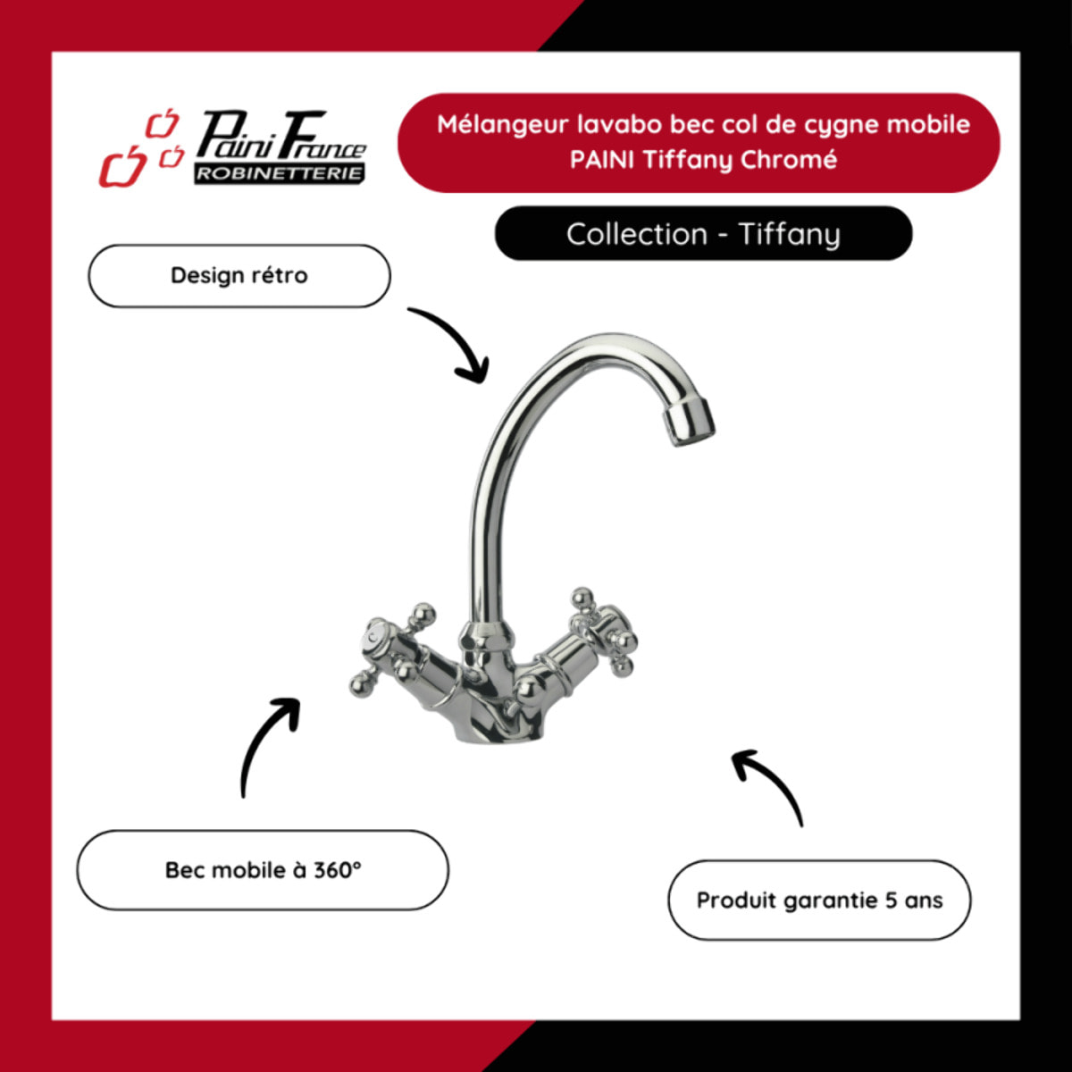 Mélangeur lavabo bec bas mobile PAINI Tiffany Vieux Bronze