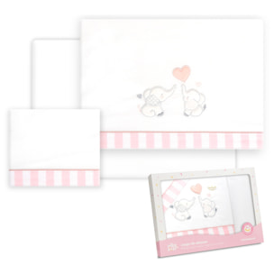 Triptico Coche Parejita Elefante Bco/Rosa