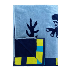 Serviette de plage éponge velours Jacquard - Pogona - 100x175cm - 470g/m²