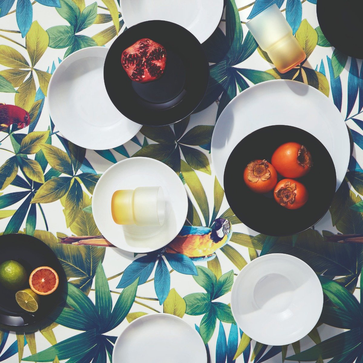 Service de table 18 pièces Diwali Noir - Luminarc - Opale trempé extra résistant - Effet marbre aléatoire