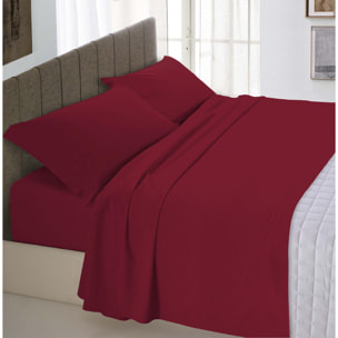 COMPLETO LETTO MAX COLOR MADE IN ITALY COTONE- BORDEAUX MATRIMONIALE