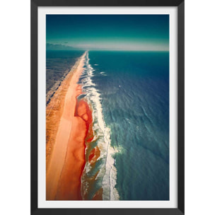Affiche sentier de plage et banc de sable Affiche + cadre en bois - Noir