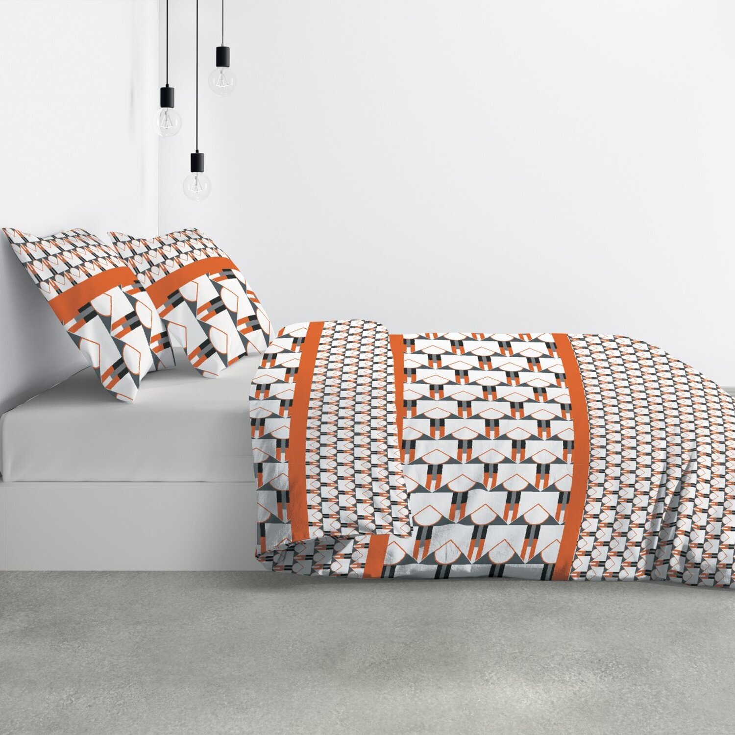 Parure housse de couette + taies oreiller 100%microfibre 60gsm arrow
