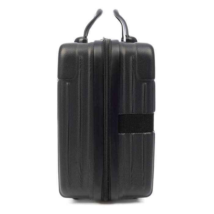 DAM Necessaire rigido ultraleggero in ABS. Adattabile a trolley. 14 pollici. 32x16x29 Cm. Colore: Nero