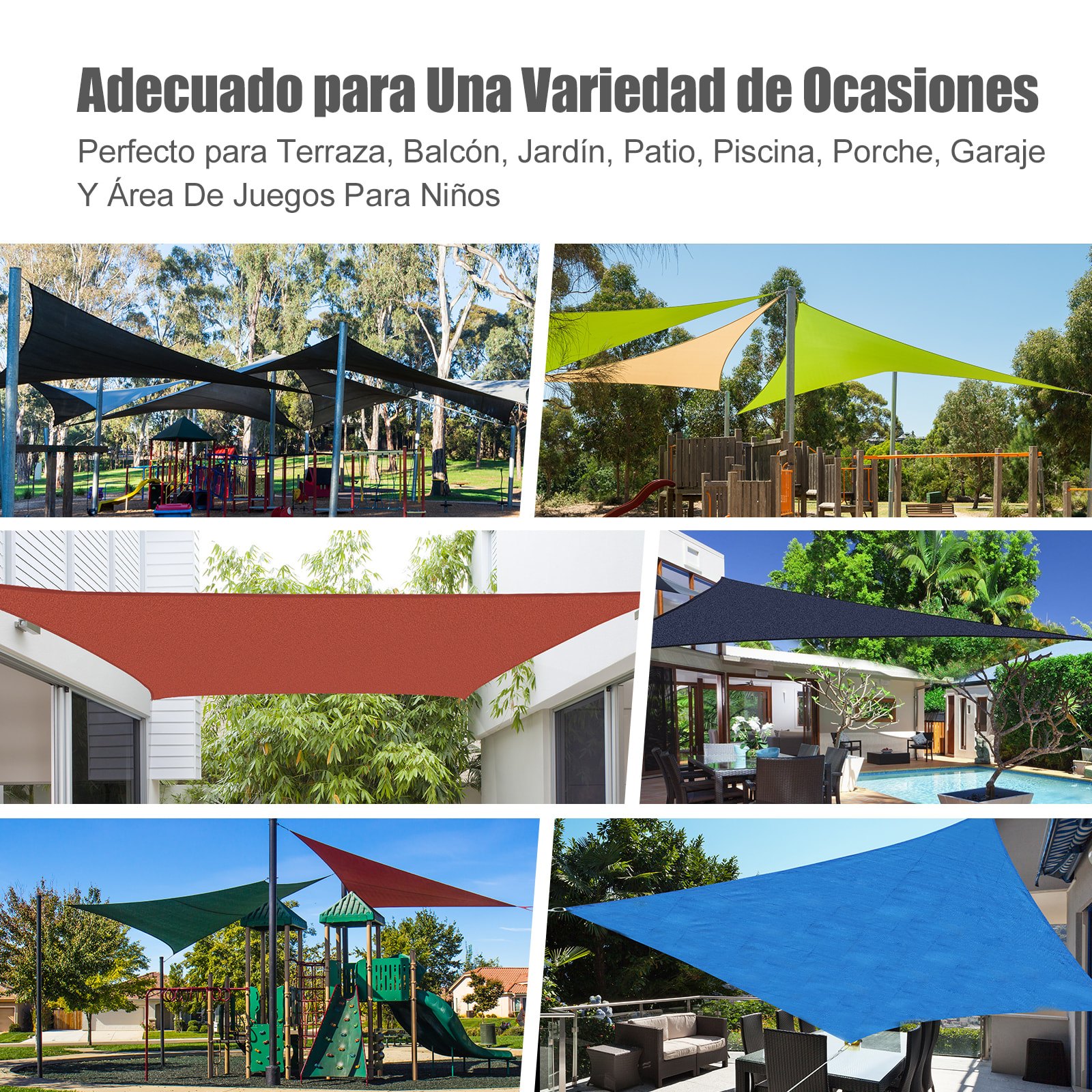 Toldo Vela Triangular Protección UV de Poliéster 5x5x5m Gris