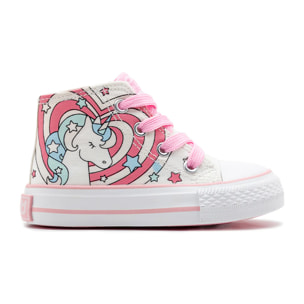 Zapatillas Deportivas  con Estampado de Unicornio en Blanco