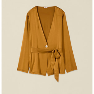 Oltre - Chaqueta desestructurada en raso de viscosa - Oro