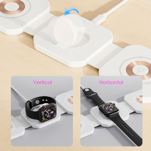 Caricabatterie wireless 3 in 1 J-M20, Magsafe. Per smartphone da 15 W, cuffie Qi 5 W e Apple Watch. Pieghevole.