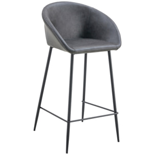 Lot de 2 tabourets de bar en simili gris foncé ACHILLE
