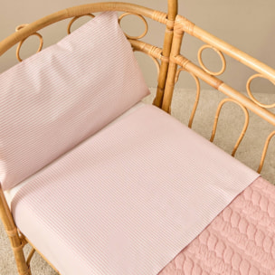Sábana de algodón percal 180 hilos rayas Alexi color rosa 100% Algodón percal