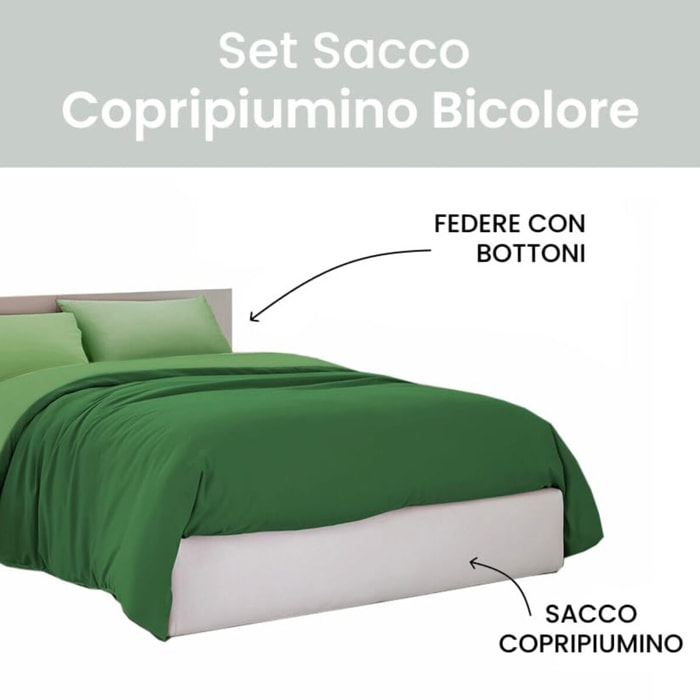 Intrecci Parure Copripiumino Bicolore 100% Cotone 255x240 , Matrimoniale