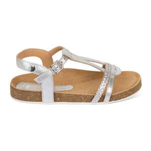 Sandalia Bios Piel Natural. hebilla/Trenza