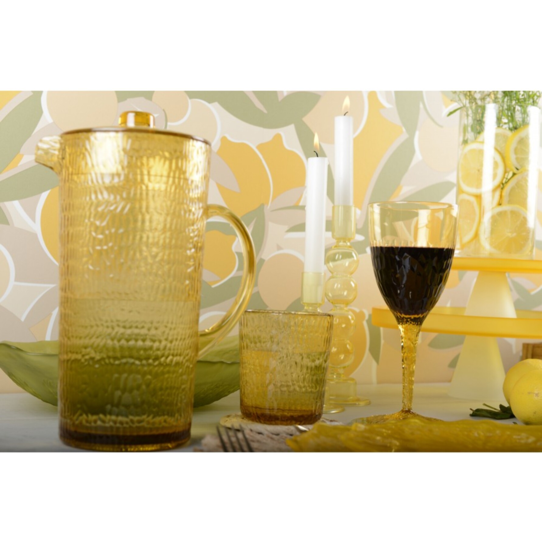 Verres a vin jaune acrylique - lot de 6