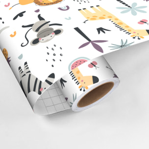 Rouleau revêtement adhésif vinyle au mètre - Sticker lavable Cuisine Meuble Armoire Porte - ANIMAUX DES ÎLES TROPICALES