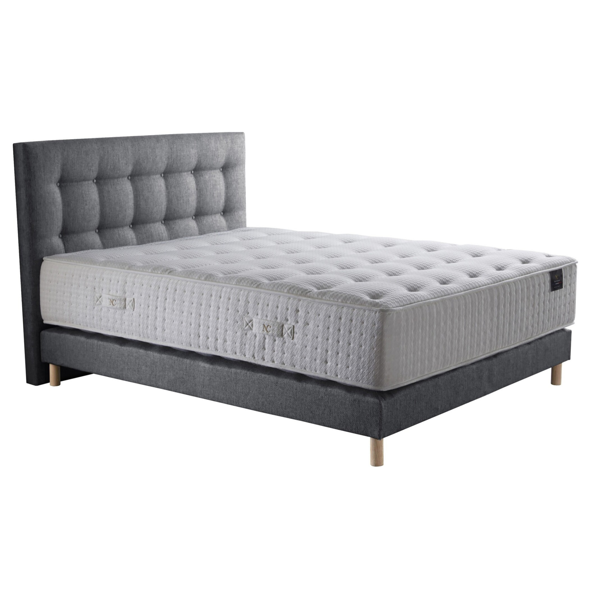 Ensemble Callisto + tête de lit capitonnée - Matelas Mousse Haute Résilience Mémoire de forme