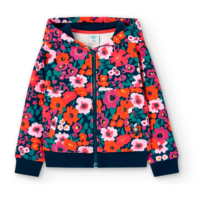 Chaqueta felpa flores de niña