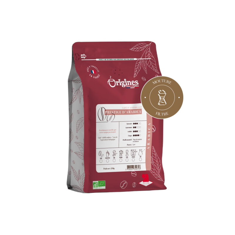 Café Bio - Prestige d'Arabica - Blend Pur Arabica - Moulu Filtre 250g