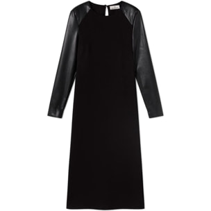 Abito midi in maglia Roma con maniche in similpelle