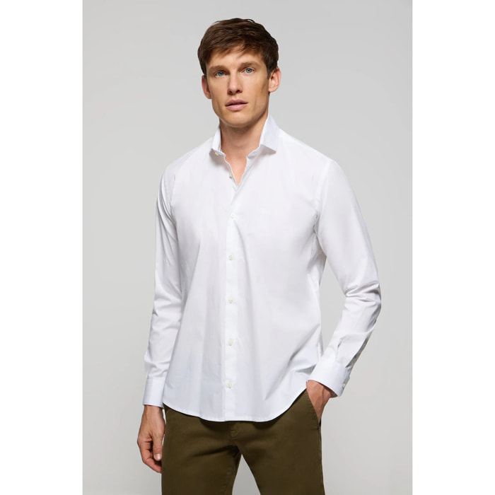 Camicia super slim fit biancha in cotone con logo Polo Club